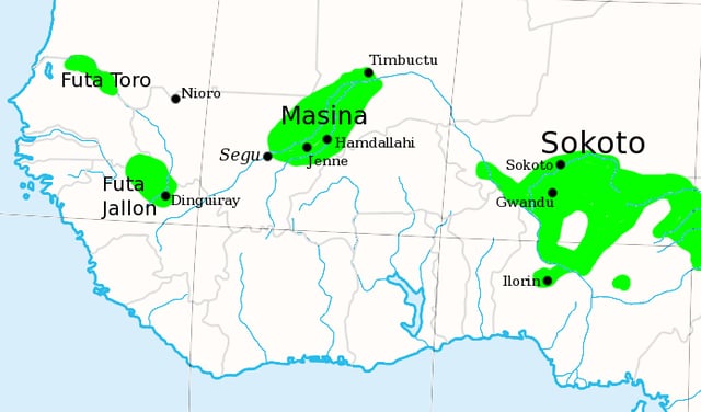 Fula people have helped formed several historic Islamic theocracies and led many Jihad states such as the 19th-century Masina.