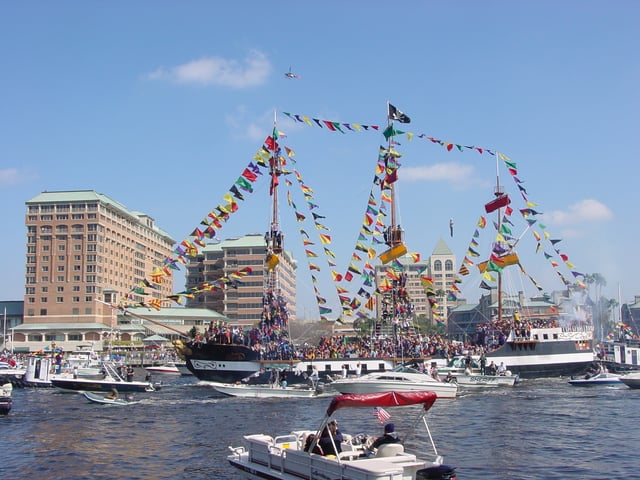 Gasparilla and pirate ship