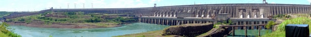 Panoramic view of the Itaipu Dam, the largest of the world in energy production.