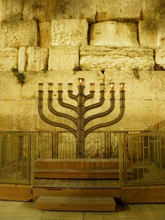 Second night of Hannukah at Jerusalem's Western Wall