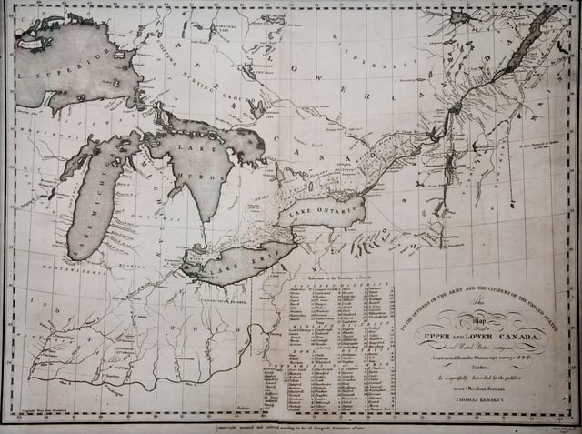 A map of the Canadas from 1812. It has been disputed whether or not the American desire to annex Canada brought on the war.