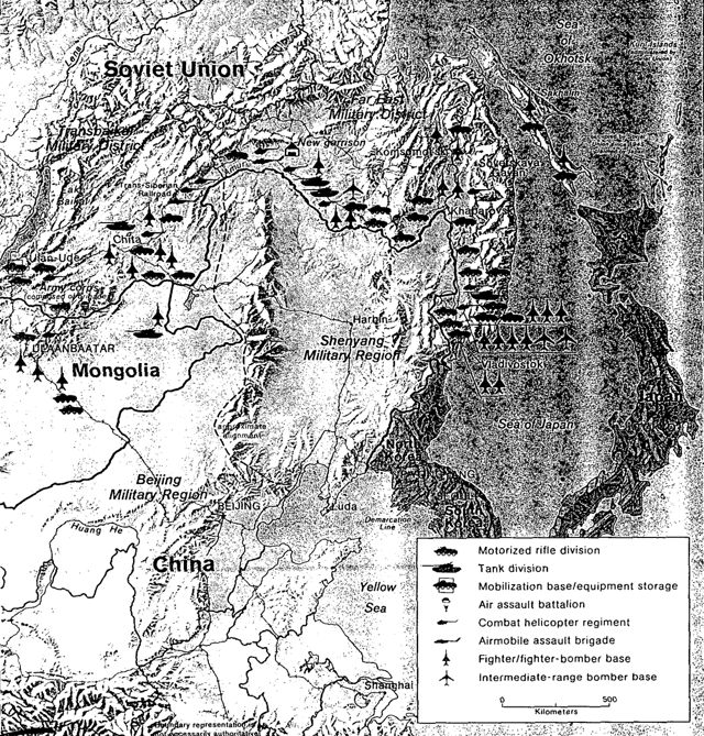 Distribution of military power in the Far East and Mongolia of the Soviet Union during the Cold War