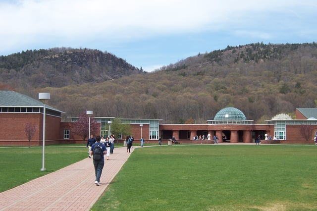 Campus and Lender School of Business Center, with Sleeping Giant in background, April 2005