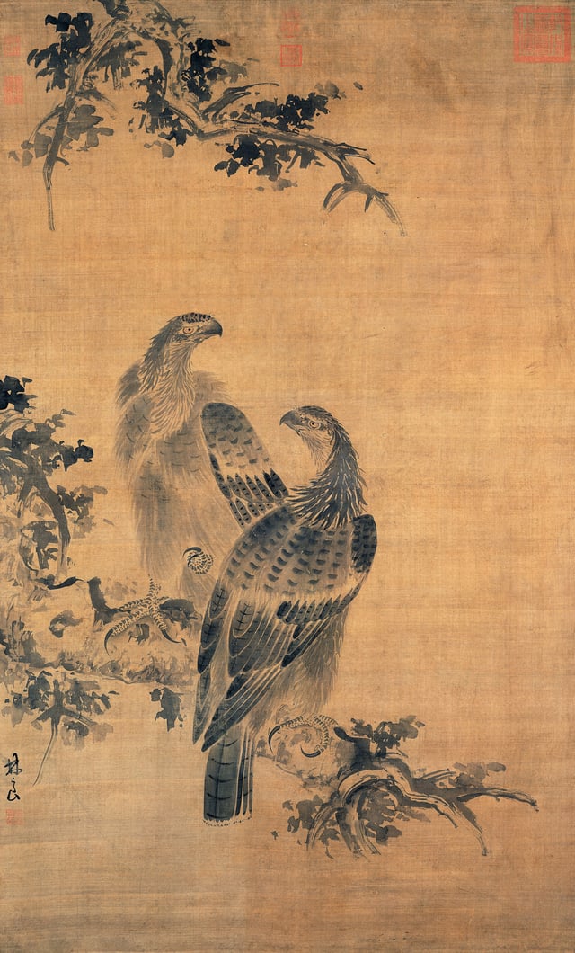 Eagles by Lin Liang  (c. 1424–1500). Located at the National Palace Museum.