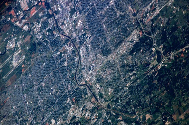Mid-May 2006 photograph of Oklahoma City taken from the International Space Station (ISS)