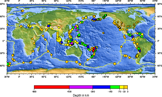 Recent earthquakes around the world, from 23 April 2010 to 23 May 2010
