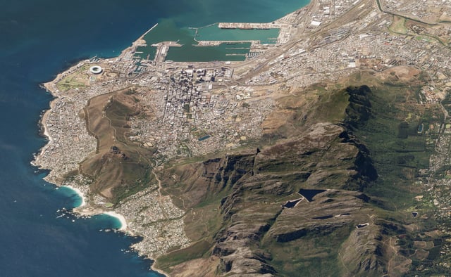 Satellite image of Cape Town and Table Mountain