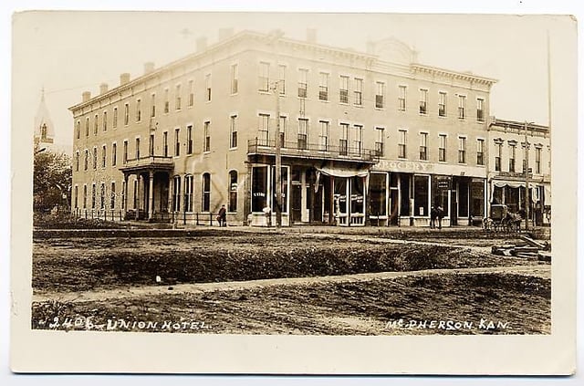 McPherson Union Hotel, 1907 postcard