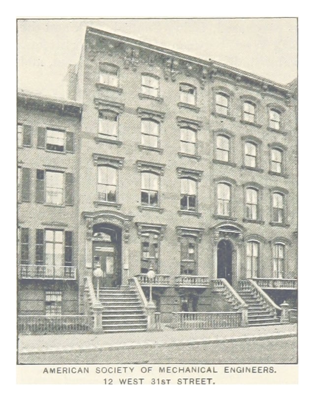 AMERICAN SOCIETY OF MECHANICAL ENGINEERS. 12 WEST 31ST St, 19th century headquarters