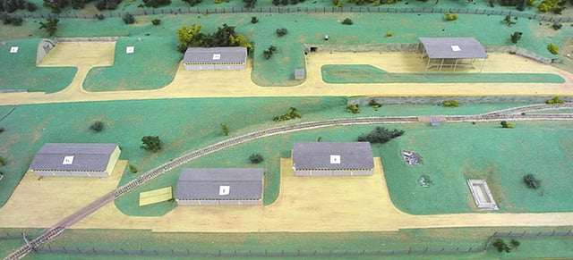 Model of the Čelebići camp, near Konjic, presented as evidence in the Mucić et al. trial