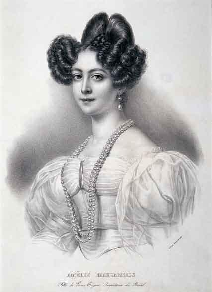 Engraving of Amélie of Leuchtenberg Jean-Baptiste Aubry-Lecomte, after a painting by an unknown artist