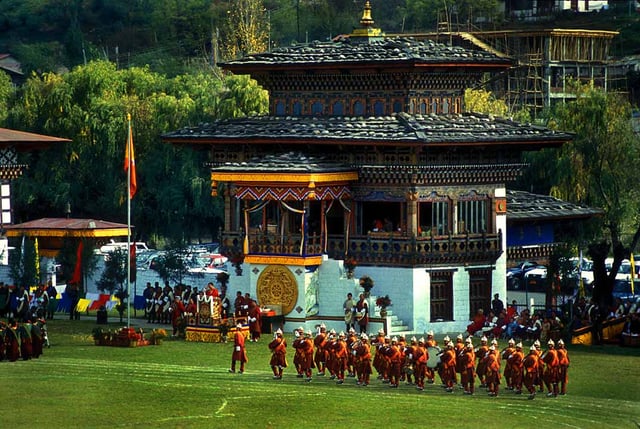 Changlimithang Stadium during a parade.