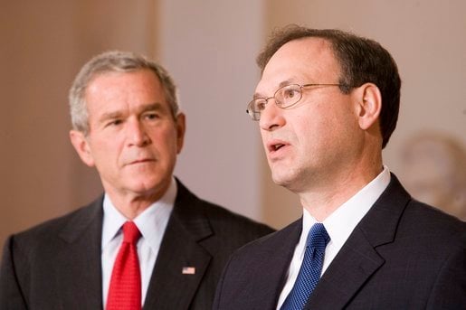 Supreme Court Justice nominee Samuel Alito and President Bush, October 31, 2005