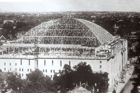 Maple Leaf Gardens roof under construction, pictured in 1931