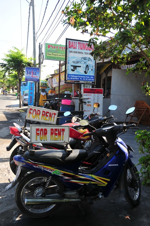 A day-rent motorbike in Denpasar, mainly used by tourist