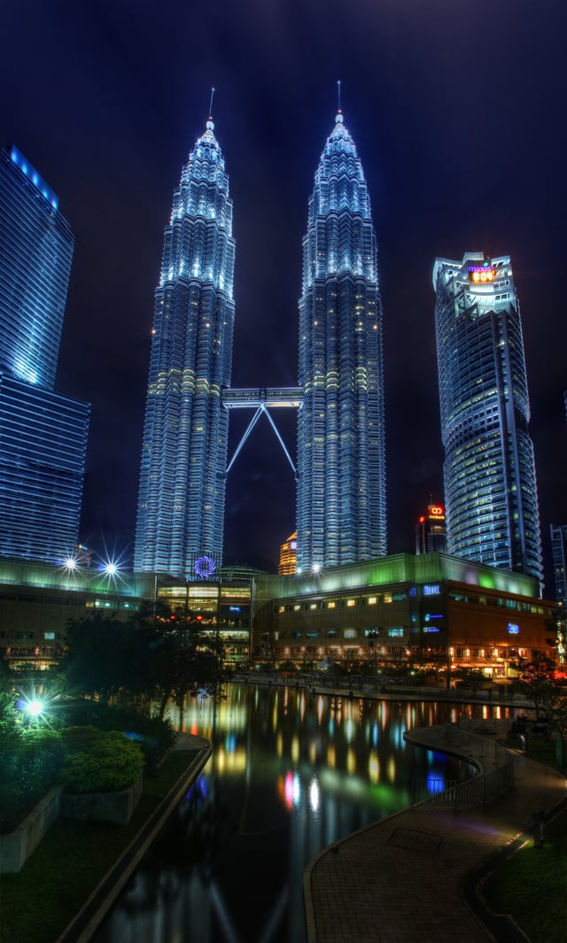 KLCC park, Petronas Twin Towers and Maxis Tower