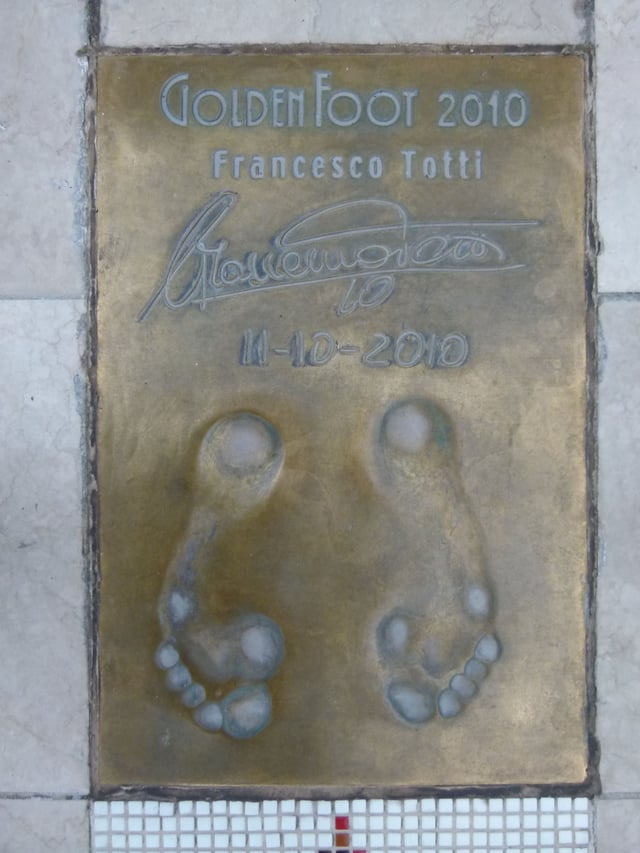 Totti's footprint on The Champions Promenade in Monaco