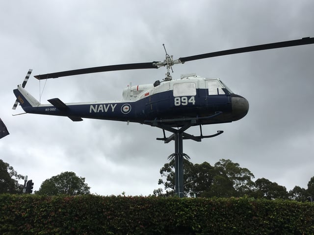 An RAN UH-1B pole-mounted at Nowra