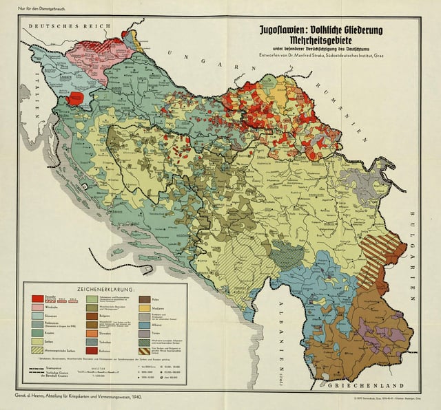 Ethnic map of Yugoslavia, 1940.