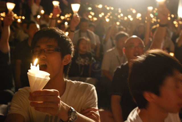 Candlelight vigil in Hong Kong in 2009 on the 20th anniversary of the June 4th incident