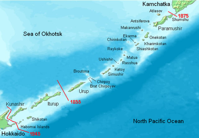 The Kuril Islands with the disputed islands