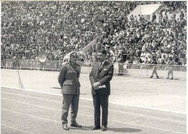 Army Chief Habis Majali and Prime Minister Wasfi Tal during a military parade in 1970, two widely acclaimed national figures.