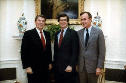 Manafort with President Ronald Reagan and Vice President George H. W. Bush, 1982