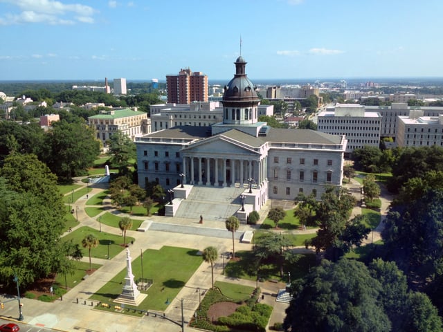 South Carolina State House (completed 1907) from the 15th floor of the Main and Gervais Tower
