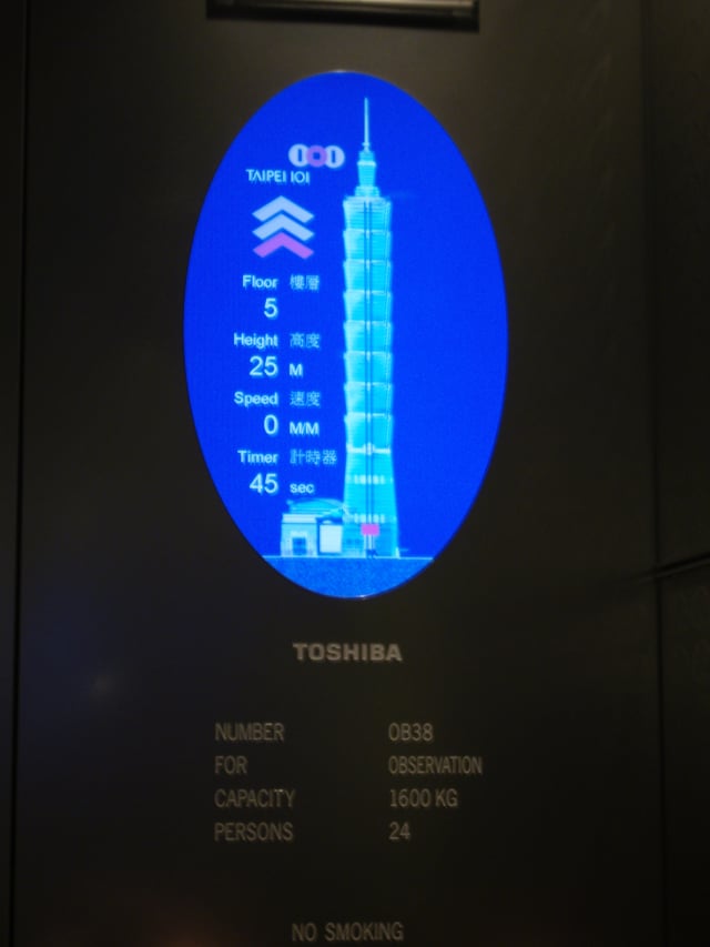 The observation deck elevator floor indicator in the Taipei 101