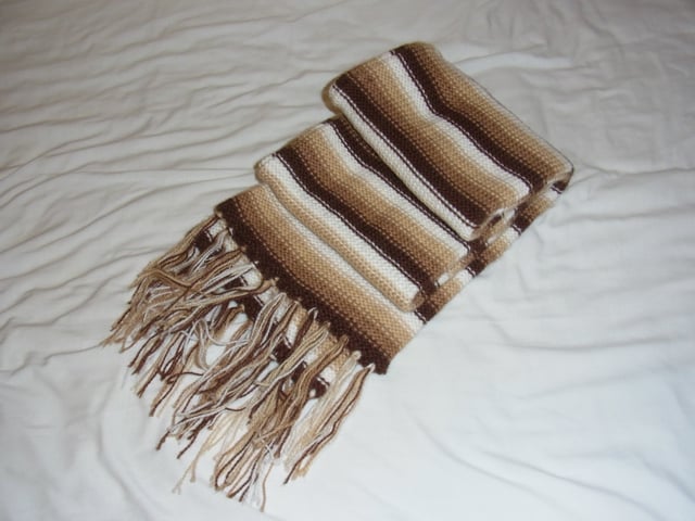 A knitted scarf made from alpaca wool