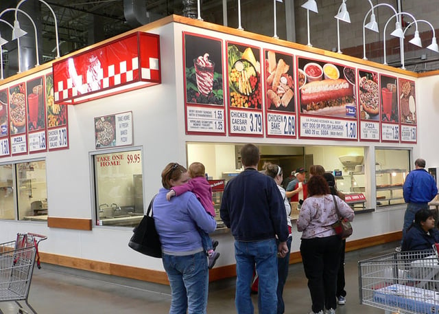 Food concession stand at the Costco warehouse in Overland Park, Kansas