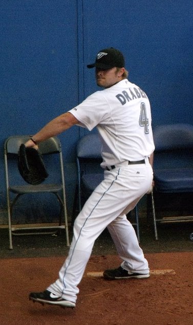 Kyle Drabek with the Blue Jays during the 2010 season. Drabek was acquired by the Jays in a multi-player trade involving Roy Halladay.