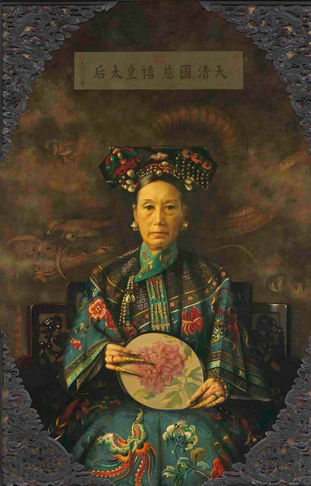 Painting of Empress Dowager Cixi by Dutch American artist Hubert Vos circa 1905