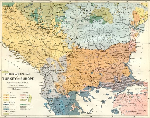 Ethnic map of the Balkans (1880)