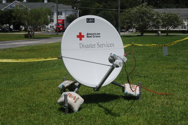 Satellite communications after tropical storm Debby in Lake City, Florida, 2012