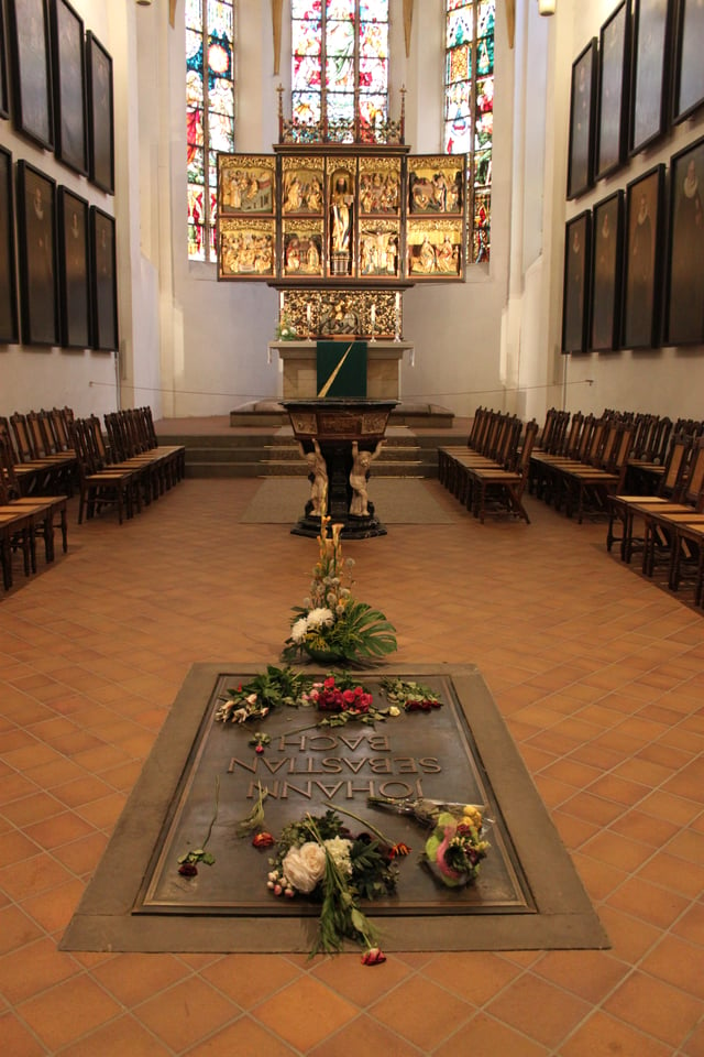 Bach's grave and altar in the St. Thomas Church, Leipzig