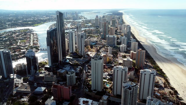 The skyline of the Gold Coast in Queensland is dominated by apartments.