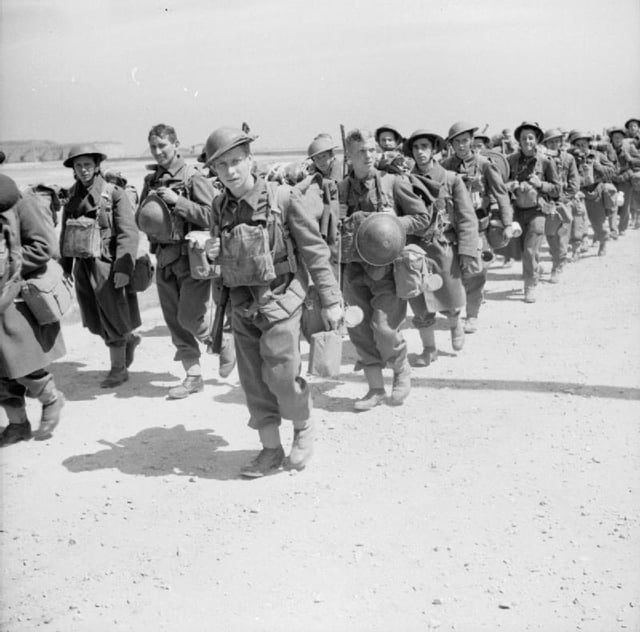 Newly arrived British troops of the 2nd BEF move up to the front, June 1940