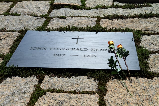 The grave marker of former US President John F. Kennedy