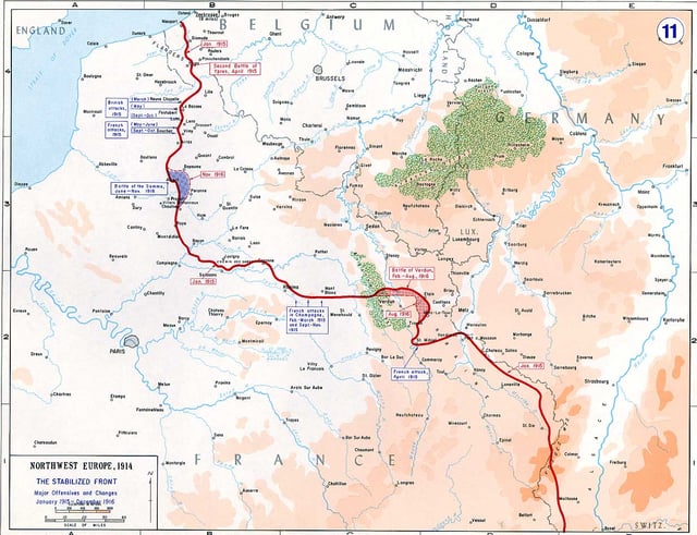 Map of the Western Front, 1915–16