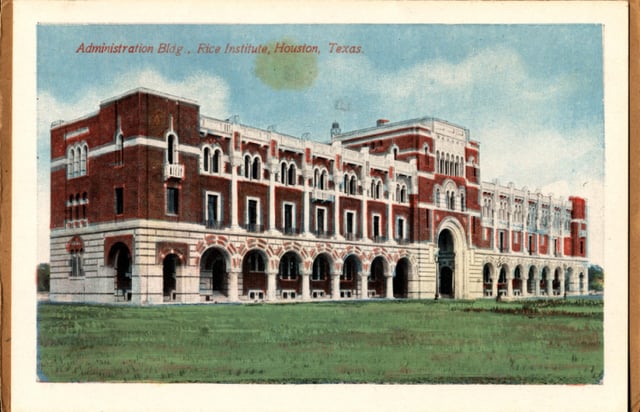 Administration Building, Rice Institute, Houston, Texas (postcard, circa 1912-1924)