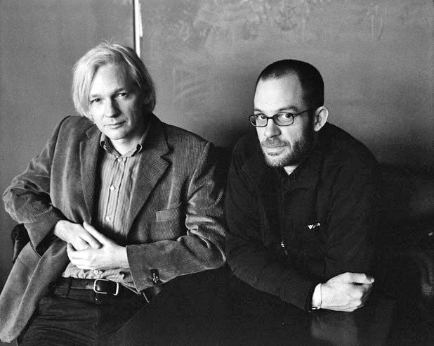 Julian Assange (left) with Daniel Domscheit-Berg who was ejected from WikiLeaks and started a rival "whistleblower" organisation named OpenLeaks.