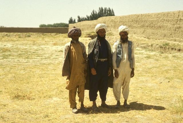 Men wearing traditional Afghan (Pashtun) dress in Faryab Province
