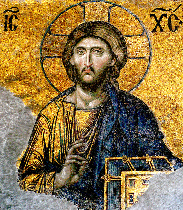 An example of Byzantine pictorial art, the Deësis mosaic at the Hagia Sophia in Constantinople