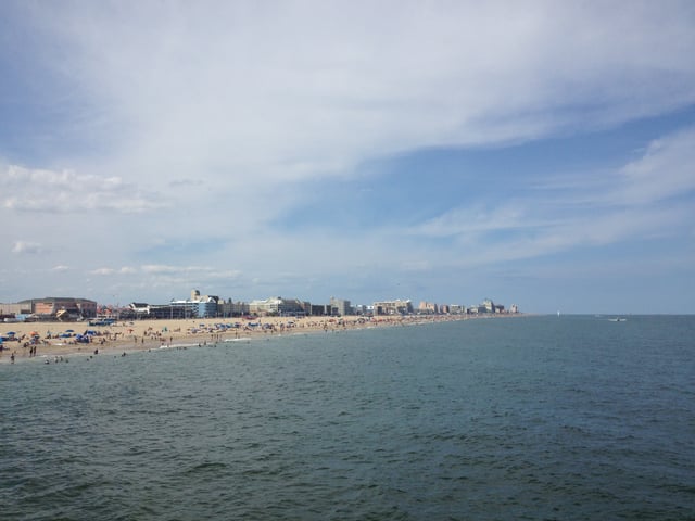 The beach resort town of Ocean City along the Atlantic Ocean is a popular tourist destination in Maryland.