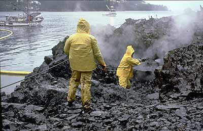 Exxon Valdez spilled 10.8 million US gallons (41,000 m3) of oil into Alaska's Prince William Sound.