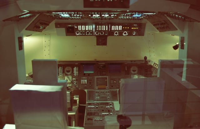 Replica of the space shuttle cockpit at the Euro Space Center In Belgium