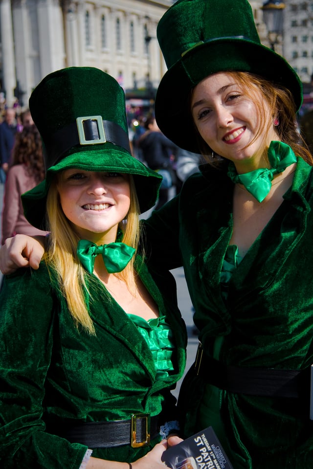 Girls wearing green in London