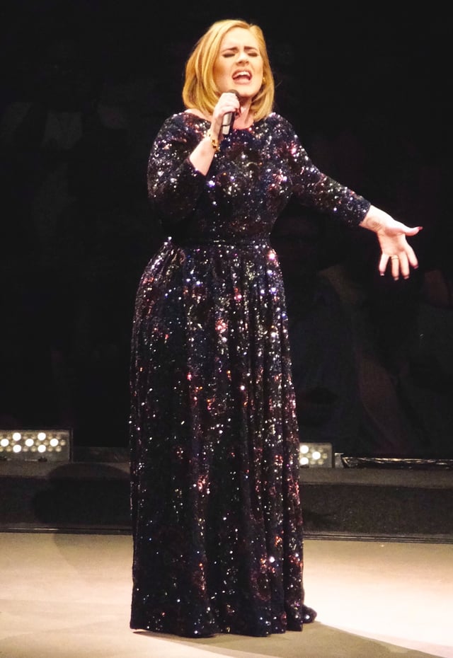 Adele singing in St. Paul during her first North American tour in five years in July 2016. Ten million people attempted to purchase tickets for the North American leg of Adele's world tour. Only 750,000 tickets were available.