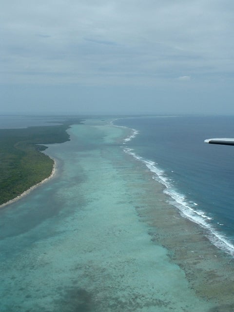 Belize Barrier Reef, aerial view looking north